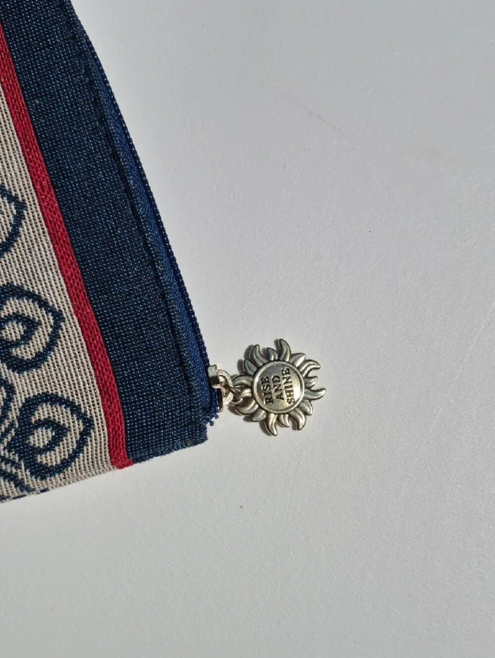 DAR Navy and Beige Patterned Zip Pouch